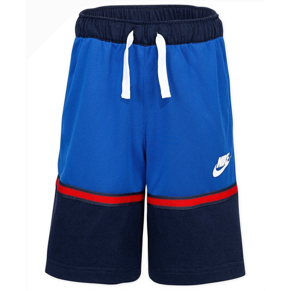 Nike Boys Blue Navy Colorblock Just Do It Mesh Athletic Shorts Size 4 XS